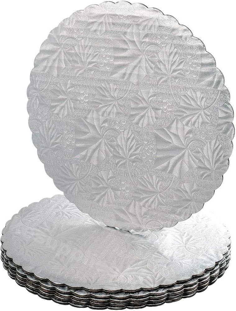 10" Silver Round Scalloped Cake Board