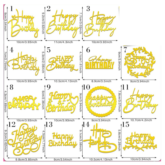 3.5 Gold "Happy Birthday" Layon Topper ‍