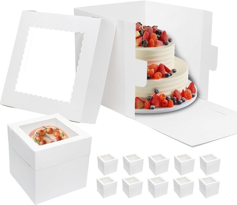 10"×10"×12" White Cake Box