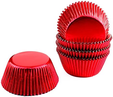 Red Metallic Cupcake Liners, 50