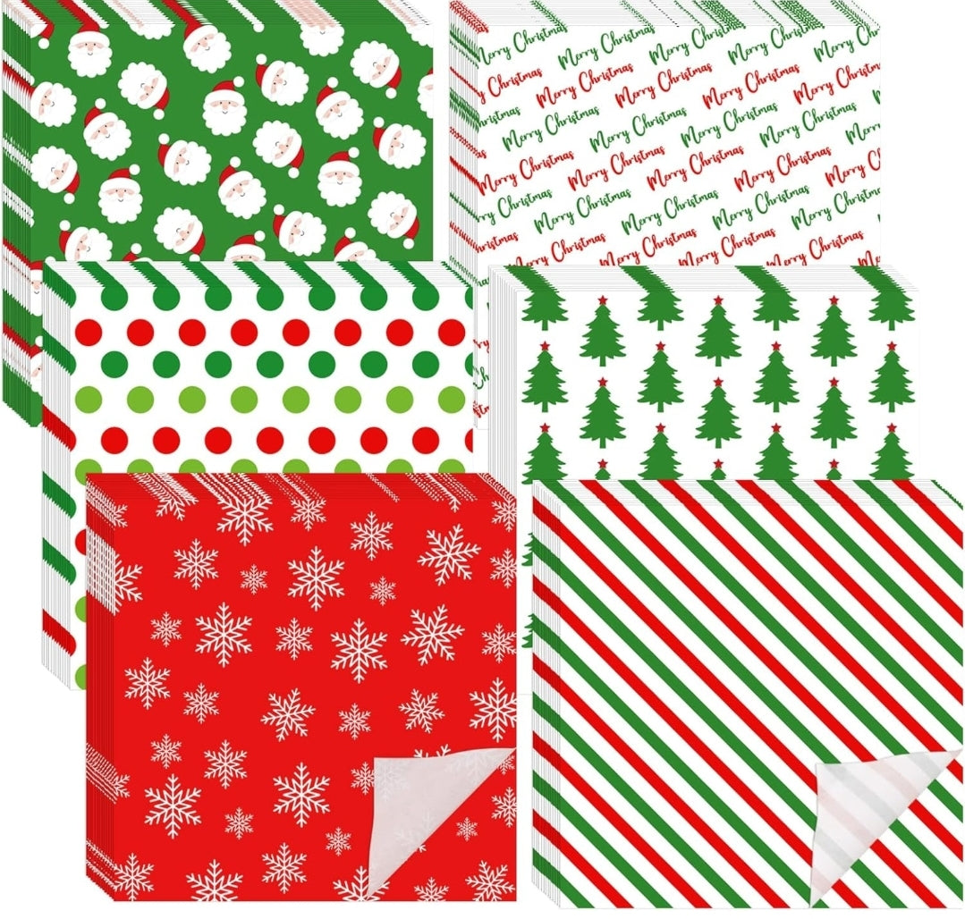 12"x12" Christmas Themed Wax Paper, 10 ‍