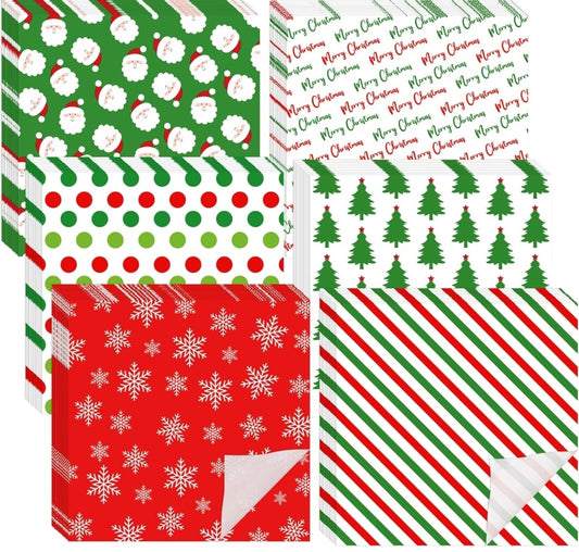 12"x12" Christmas Themed Wax Paper, 10 ‍