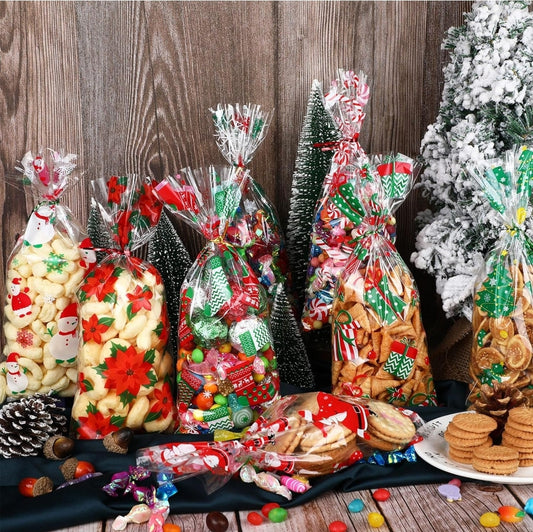 5"x11" Christmas Themed Treat Bags, 10