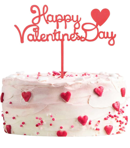 Red 'Happy Valentines' Day' Cake Topper ‍