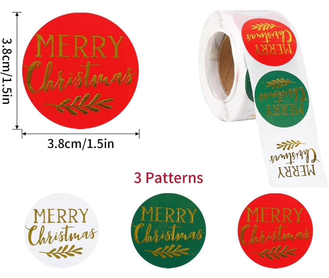 1.5" Assorted Christmas Stickers, 12