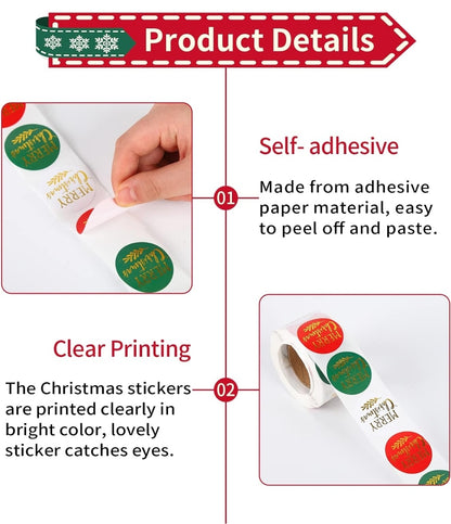 1.5" Assorted Christmas Stickers, 12