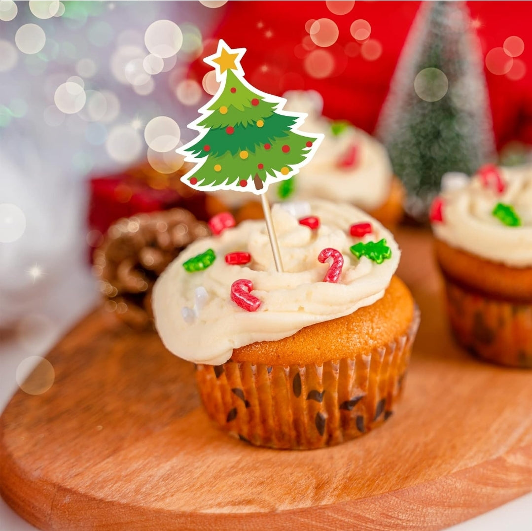 Assorted Christmas Themed Cupcake Toppers, 9 pcs