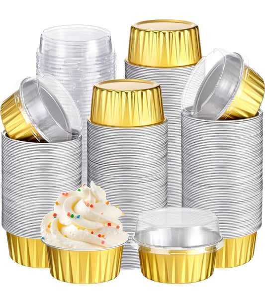 Gold Round 4.5 oz. Foil Ramekin w/ Lid